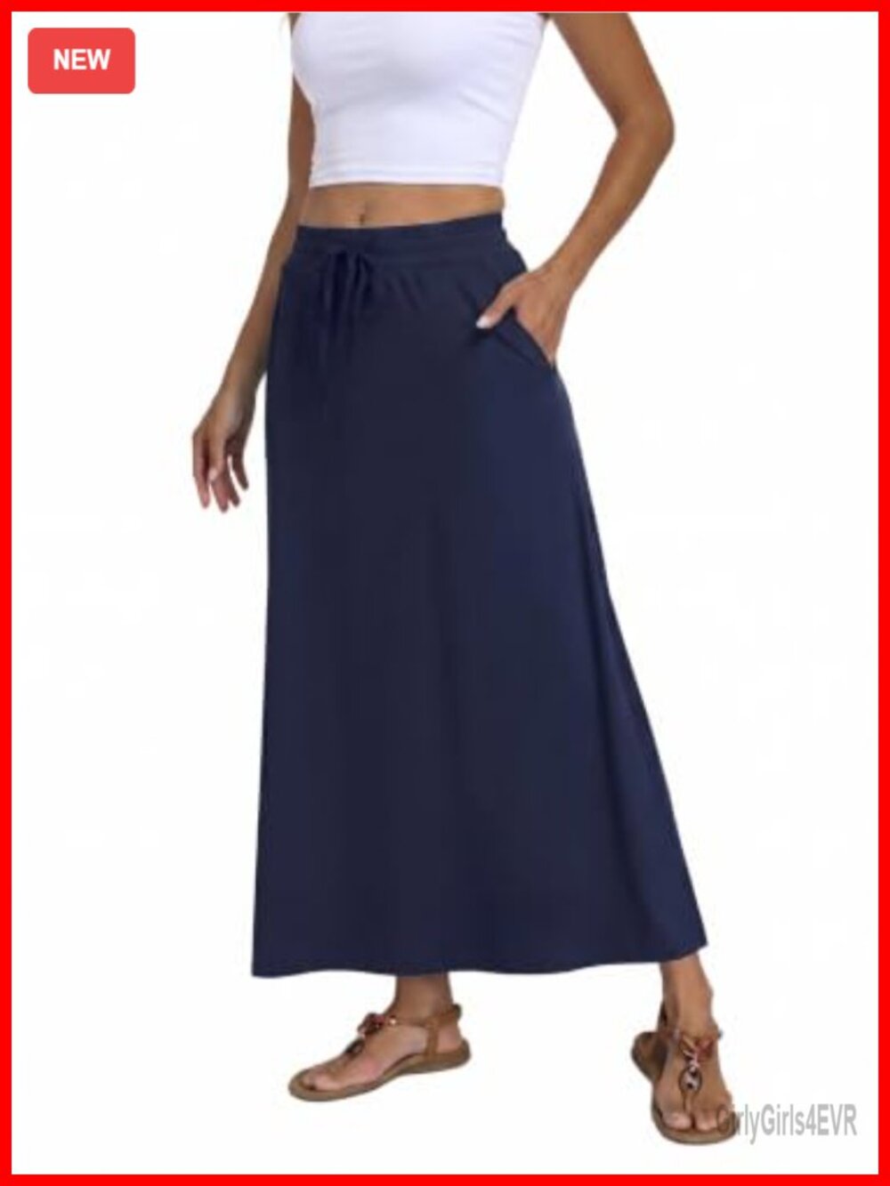 Women's Boho Maxi Skirt High Waisted Flowy A-Line with Pockets